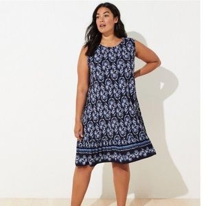 NWT LOFT Plus Blue & White Floral Dress, 16/18